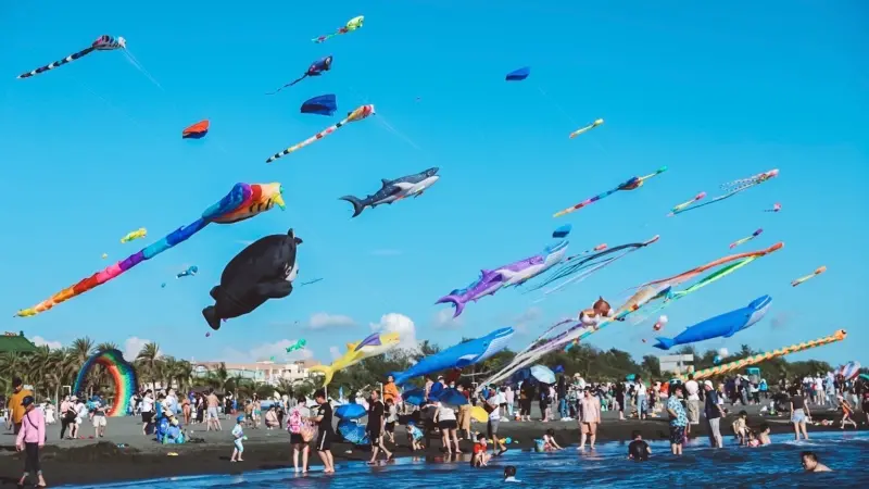 ▲旗津風箏節，主題風箏翱翔於天空，絢麗又壯觀。（圖／高市府觀光局提供）