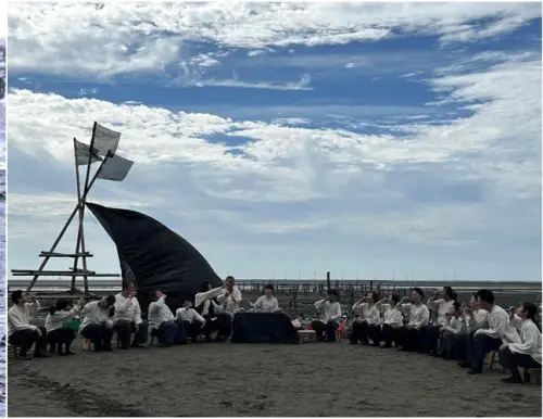 潮芳苑I看見灘地藝術季8/9登場 來看最「潮」的劇場演出 ▲「芳苑,我們的故鄉」舞台劇,罕見地在潮間帶的泥灘地上登場。(圖/人劇團提供)