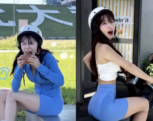 ▲李多慧和速食品牌合作，帶粉絲用第一視角騎機車，不少人看了都直呼，「後面要塞車啦！」（圖／翻攝自李多慧IG）