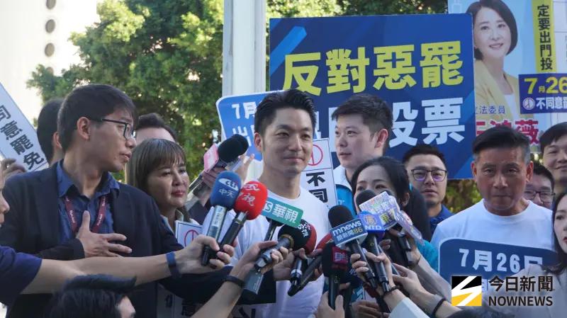 ▲台北市長蔣萬安呼籲726踴躍出來投不同意罷免。（圖／記者呂炯昌攝，2025.07.23）