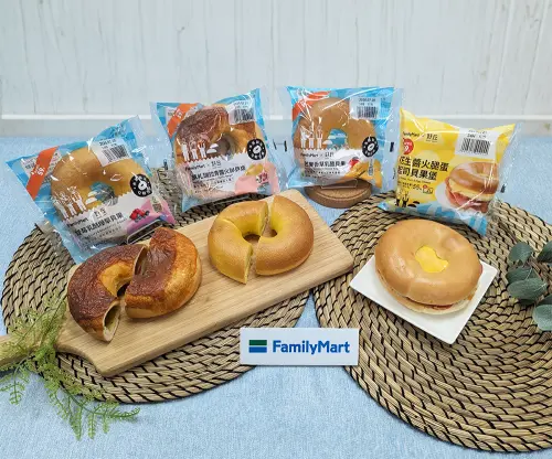 全家聯名好丘,推出的4款貝果新商品。(圖/全家提供) ▲全家聯名好丘,推出的4款貝果新商品。(圖/全家提供)