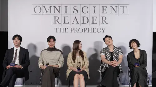 ▲《全知讀者視角》台韓同一天上映，安孝燮（左起）、李敏鎬、蔡秀彬、申承浩、NANA為了宣傳電影，接受台灣媒體訪問。（圖／采昌）