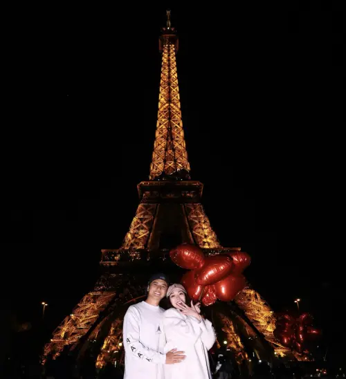 ▲曾子余（左）原本計畫在巴黎鐵塔前向Grace（右）浪漫求婚，差點鬧出烏龍。（圖／TVBS提供）