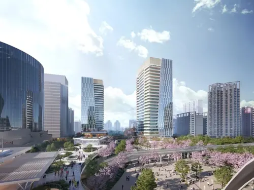 ▲宏匯集團取得高鐵新竹站特定區開發經營權，投入155億興建「未來之心 Gateway Plaza」，為結合商場百貨、店舖及辦公大樓的新地標。（圖／交通部鐵道局）