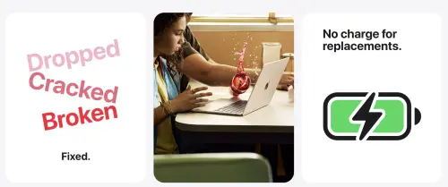 ▲AppleCare One保固內容包含螢幕摔裂、潑水、電池健康度掉至80%以下可免費換新等。（圖／翻攝官網）