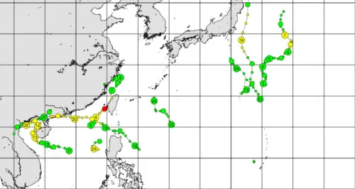 太平洋高壓提早北抬,讓今年生成的颱風鮮少有「由東往西」的路徑,而是往北偏的份量較多。(圖/賈新興提供) ▲太平洋高壓提早北抬,讓今年生成的颱風鮮少有「由東往西」的路徑,而是往北偏的份量較多。(圖/賈新興提供)