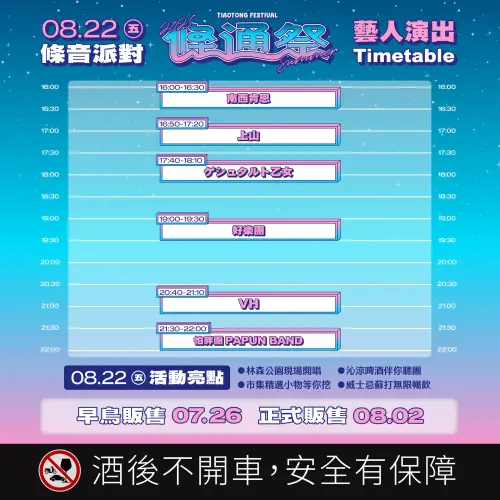 ▲「2025條通祭‧夏」條音派對節目表（圖／取自條通祭臉書）