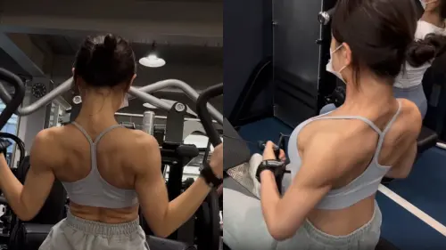 ▲金娜妍曬出健身日常，只見她手臂和背部肌肉線條十分明顯，讓許多粉絲讚賞不已。（圖／Thread @naaa_.y）