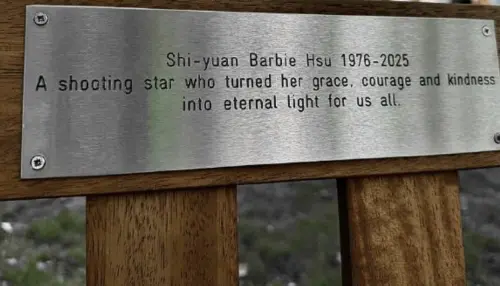 ▲大S紀念椅上刻有追悼她的英語文字,盛讚她如流星,將自己的優雅、勇氣與善良化為照耀大家的永恆光芒。(圖/摘自微博) ▲大S紀念椅上刻有追悼她的英語文字,盛讚她如流星,將自己的優雅、勇氣與善良化為照耀大家的永恆光芒。(圖/摘自微博)