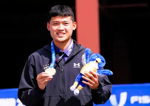 ▲台灣射箭好手湯智鈞以6：5擊敗中國選手秦望愉，勇奪金牌，成為繼2005年郭振維後，台灣暌違20年再度奪下男子反曲弓個人賽金牌。（圖／大專體總提供）