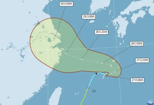 ▲竹節草颱風殘骸和另一個熱帶擾動重新結合，今天上午增強為熱帶性低氣壓，未來1至2天不排除重返颱風等級。（圖／中央氣象署）