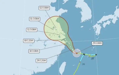 ▲隨著竹節草颱風慢慢加速往中國，台灣的西南氣流會越來越強。（圖／中央氣象署）
