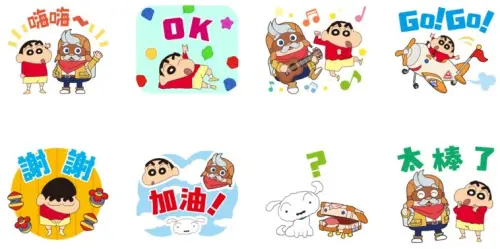 ▲LINE免費貼圖「LINE 天外消消樂×蠟筆小新」。（圖／取自LINE）