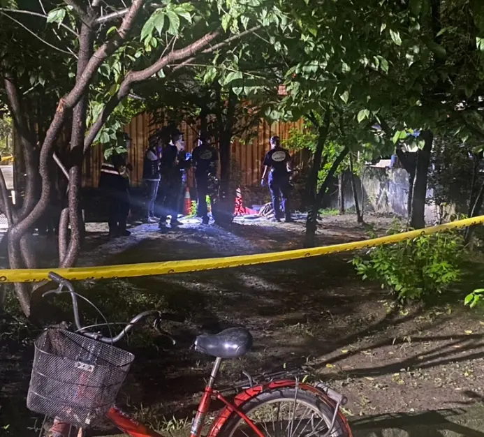 ▲28日新北市新莊區一處排水溝內，被人發現一個遭棄置的行李箱，還散發臭味，員警到場發現裡面裝著一具男性屍體。(圖／翻攝畫面)