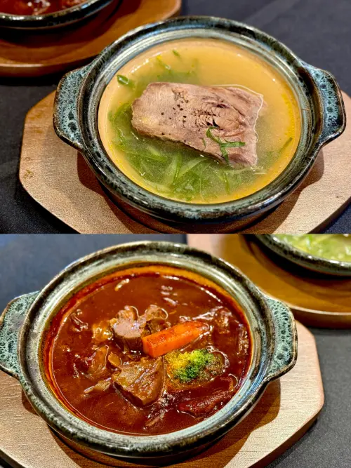 日本仙台「東山牛舌」Dream Plaza開幕!8/8買一送一菜單價格一覽 ▲由上至下:「清燉厚切牛舌」488元、「多蜜燉牛舌鍋」328元。(圖/記者蕭涵云攝)