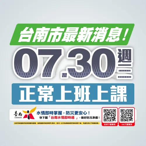 雨量未達標準 台南市明天正常上班上課