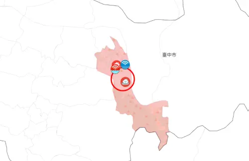 ▲水利署也在晚間7點50分針對台中市新社區發布一級淹水警戒,當地時雨量破54毫米。 ▲水利署也在晚間7點50分針對台中市新社區發布一級淹水警戒,當地時雨量破54毫米。