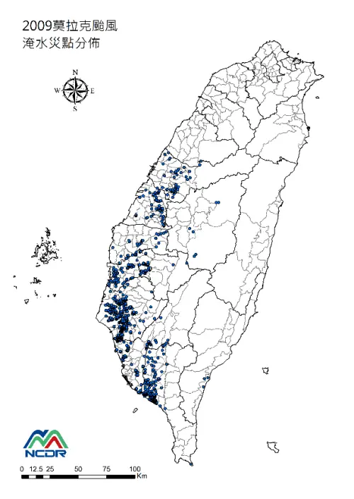 ▲莫拉克颱風主要淹水災點也分布在嘉義、台南、高雄、屏東等下游地區,占淹水災點總數約85%。(圖/國家災害防救科技中心) ▲莫拉克颱風主要淹水災點也分布在嘉義、台南、高雄、屏東等下游地區,占淹水災點總數約85%。(圖/國家災害防救科技中心)