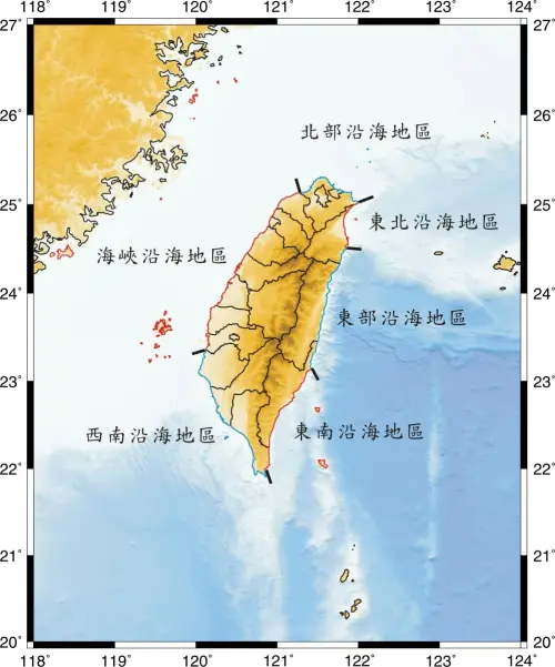 ▲海嘯警戒分區劃分表（圖／翻攝自中央氣象署）