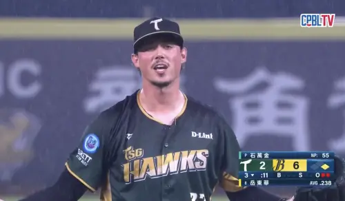 ▲台鋼雄鷹洋投石萬金被曾頌恩敲轟後，面對江坤宇投出觸身球，也引發兩邊板凳清空。（圖／截圖自CPBL TV）