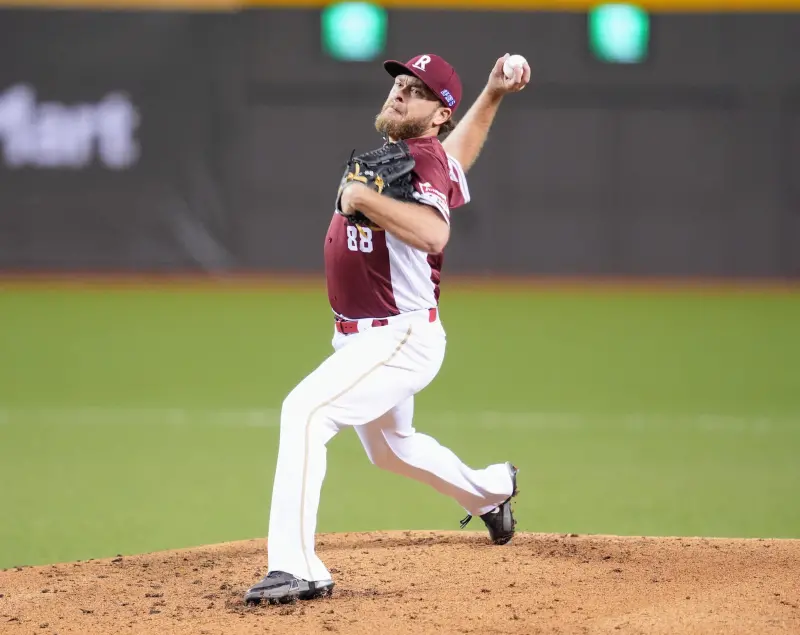 ▲樂天桃猿洋投波賽樂面對富邦悍將，主投5局失1分，最終拿下本季第3勝。（圖／樂天桃猿提供）