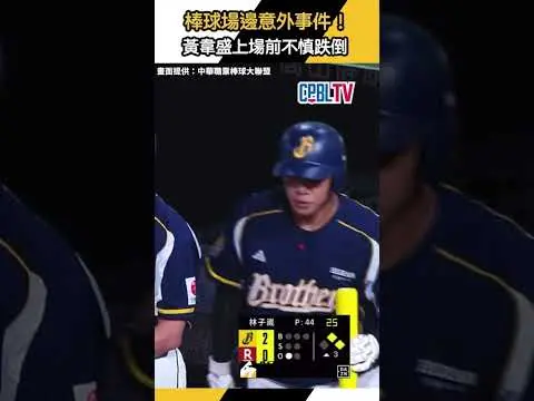 中職／棒球場邊意外事件！黃韋盛上場前不慎跌倒　｜NOWNEWS