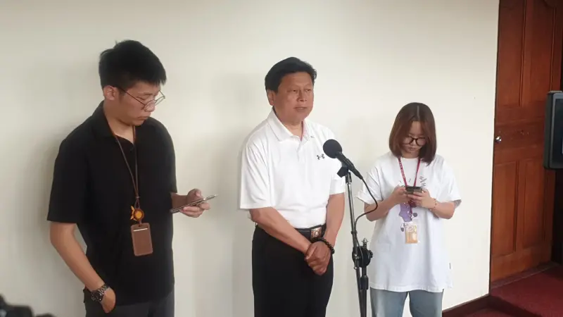 ▲傅崐萁喊話，5450億元特別條例，別再釋憲。（圖／何哲欣攝，2025.08.01）
