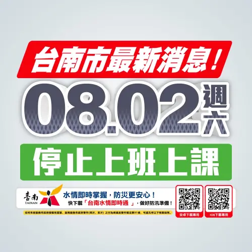 大豪雨警示　台南停止上班上課　停止收垃圾
