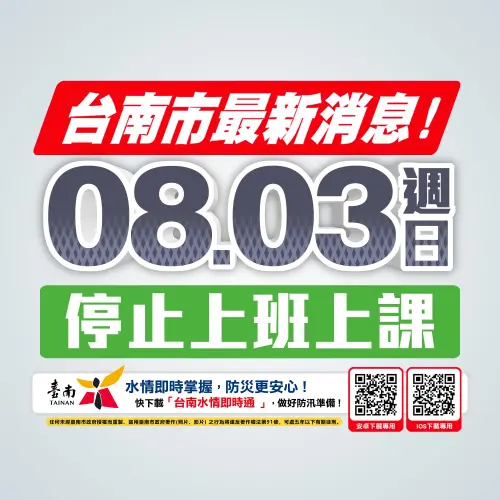 受西南氣流影響明雨量達標　南市府宣布停班停課
