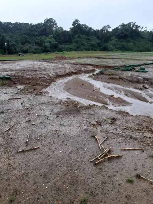 ▲連日豪大雨,高雄大樹光電場又被打回原形。(圖/柯志恩辦公室提供) ▲連日豪大雨,高雄大樹光電場又被打回原形。(圖/柯志恩辦公室提供)