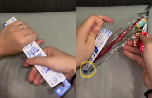 ▲單支裝牙刷左右扭轉後能快速拆開,不過日本製通常角落如黃圈處有快拆設計。(圖/翻攝自Threads) ▲單支裝牙刷左右扭轉後能快速拆開,不過日本製通常角落如黃圈處有快拆設計。(圖/翻攝自Threads)