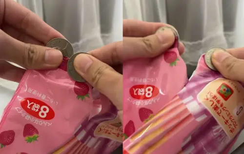 ▲用2個十元硬幣,模仿剪刀刀片施力方式,可將塑膠袋口、塑膠吊牌繩撕開扯斷。(圖/翻攝自Threads) ▲▼用2個十元硬幣,模仿剪刀刀片施力方式,可將塑膠袋口、塑膠吊牌繩撕開扯斷。(圖/翻攝自Threads)