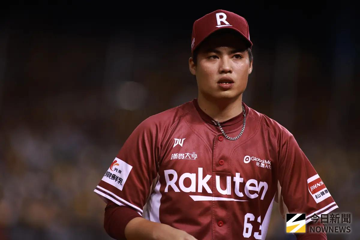 ▲樂天桃猿中繼投手賴胤豪中繼1局失1分。（圖／記者葉政勳攝 ,2025.08.03）