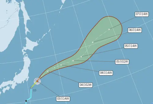 ▲最新生成的「白鹿颱風」，將會在日本南方往東北前進，對台灣沒有影響。（圖／翻攝自中央氣象署cwa.gov.tw）