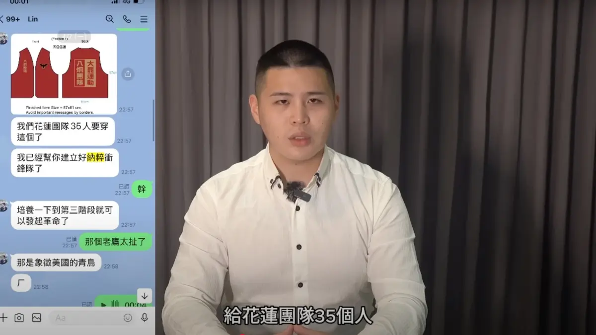 ▲閩南狼曝八炯要在花蓮組織「納粹衝鋒隊」。（圖／翻攝自閩南狼YouTube）