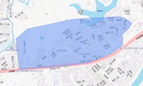 ▲今（4）日下午新北市汐止康寧街的管線遭挖損緊急搶修，因此周遭住戶從下午1點49分開始緊急停水搶修，影響範圍如圖。（圖／台灣自來水公司）