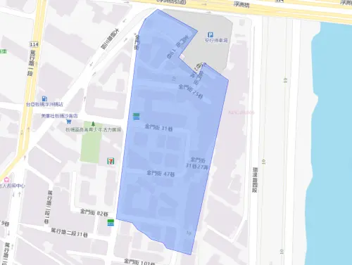 ▲板橋區金門街19巷10號前破管漏水緊急搶修影響範圍。