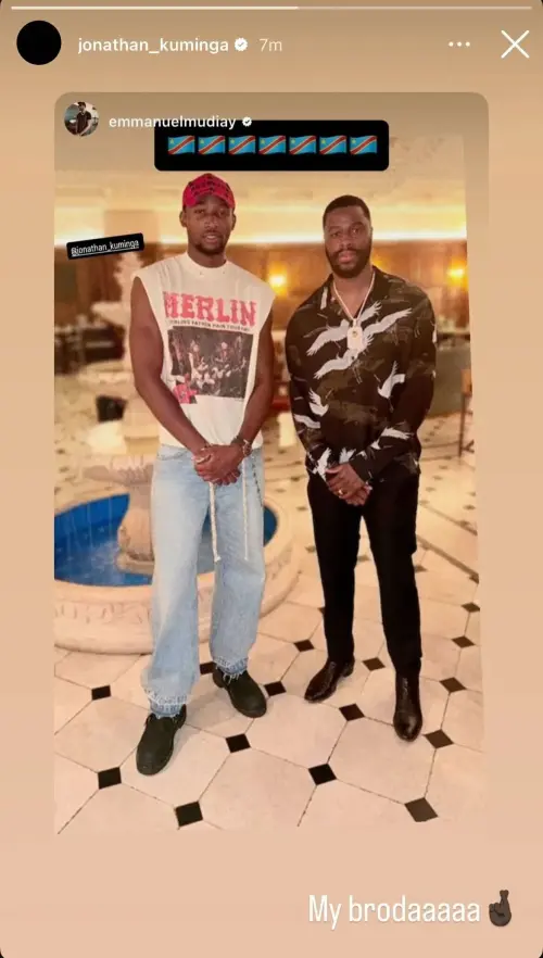 近期仍回到剛果,並曬出與同樣出身剛果的前NBA球員穆迪耶合照 ▲庫明加近期仍回到剛果,並曬出與同樣出身剛果的前NBA球員穆迪耶合照。(圖/取自Jonathan Kuminga IG)