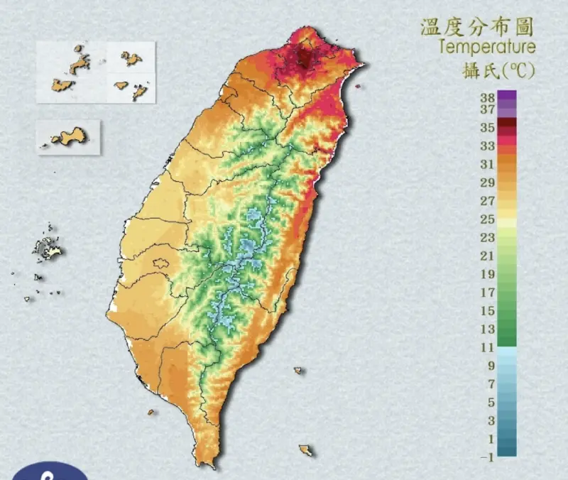 台北整塊紅到發黑！內湖狂飆38.2度　前10名「高溫排行」都在雙北
