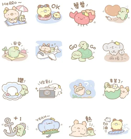 ▲LINE免費貼圖「LINE購物 夯話題×麵包樹 可愛夏日篇」。（圖／取自LINE）