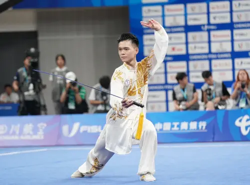 ▲2025年世界運動會由男子武術套路選手孫家閎擔任開幕式掌旗官。（圖／體育署提供）