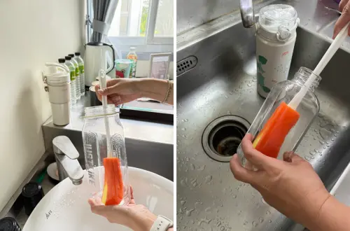 ▲素人媽媽親自體驗分享， 3M 百利瓶刷刀型刷頭設計，可深入瓶底縫徹底清潔，獨特混珠科技可以有效將茶漬和咖啡漬清除，還不用擔心會刮傷。（圖／品牌提供）