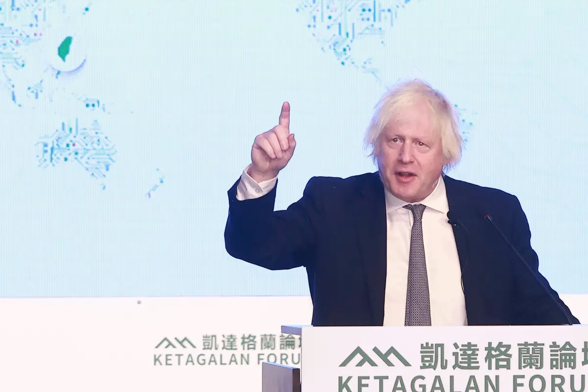 ▲英國前首相強生受邀來台演講，他喊話北京，用威嚇和攻擊手段對待台灣是嚴重錯誤。（圖／葉政勳攝，2025.08.05）