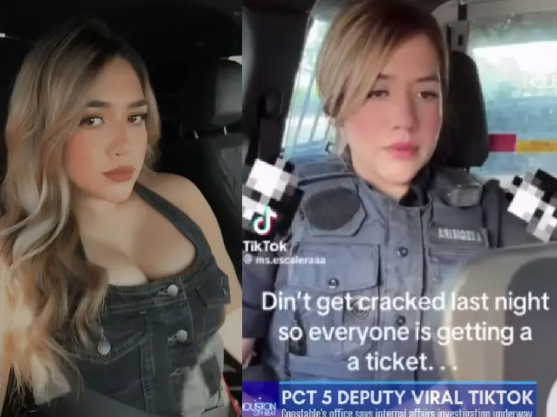 ▲美國德州一名女警在tiktok上發文，稱因為沒有做愛所以要開罰單，引發爭議。（圖／翻攝自tiktok@ms.escaleraaa、IG@houstoncitybeat）
