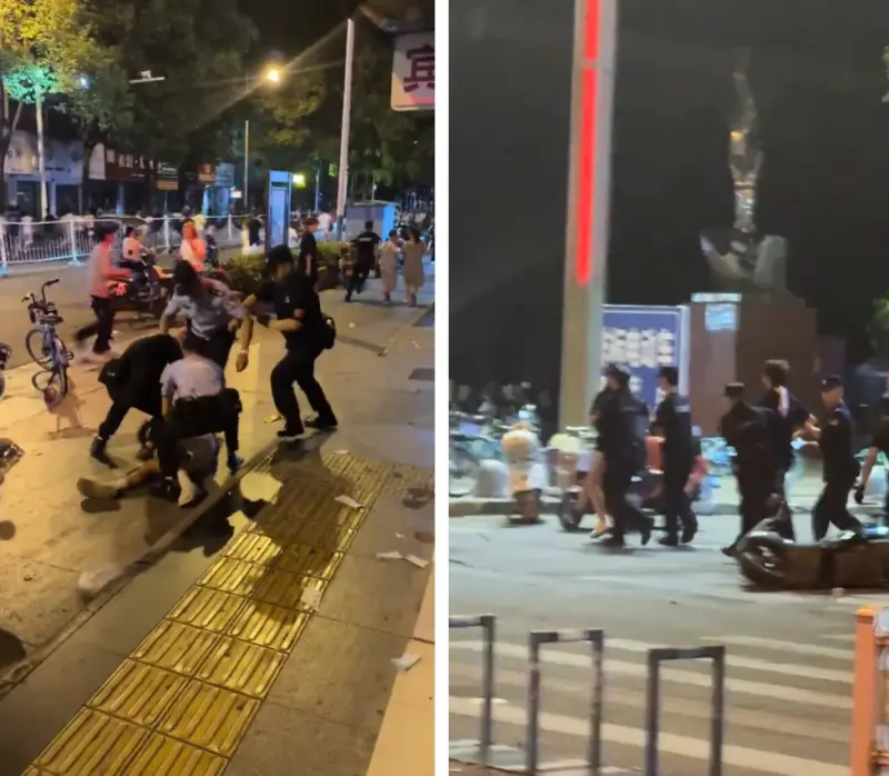 ▲四川江油發生嚴重未成年霸凌事件，民眾不滿施暴者遭輕放，上街群聚抗議，與警方發生衝突。（圖／翻攝自Ｘ@whyyoutouzhele）