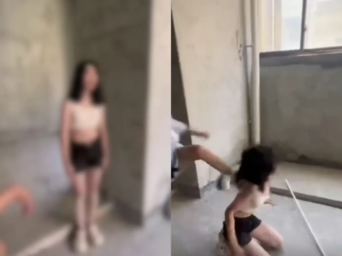 ▲中國四川江油一名14歲女孩在校外遭3名未成年女孩毆打、辱罵、脫衣服、輪番掌摑、被逼下跪挨踢等，霸凌者還囂張表示不怕報警。（圖／翻攝自X）