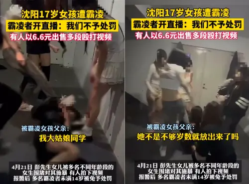 遼寧一名父親控訴,17歲的女兒小彤遭霸淩,霸淩者不僅開直播分享施暴經過,還把毆打小彤的影片以人民幣6.6元在網路上販賣。(圖/翻攝自微博) ▲遼寧一名父親控訴,17歲的女兒小彤遭霸淩,霸淩者不僅開直播分享施暴經過,還把毆打小彤的影片以人民幣6.6元在網路上販賣。(圖/翻攝自微博)