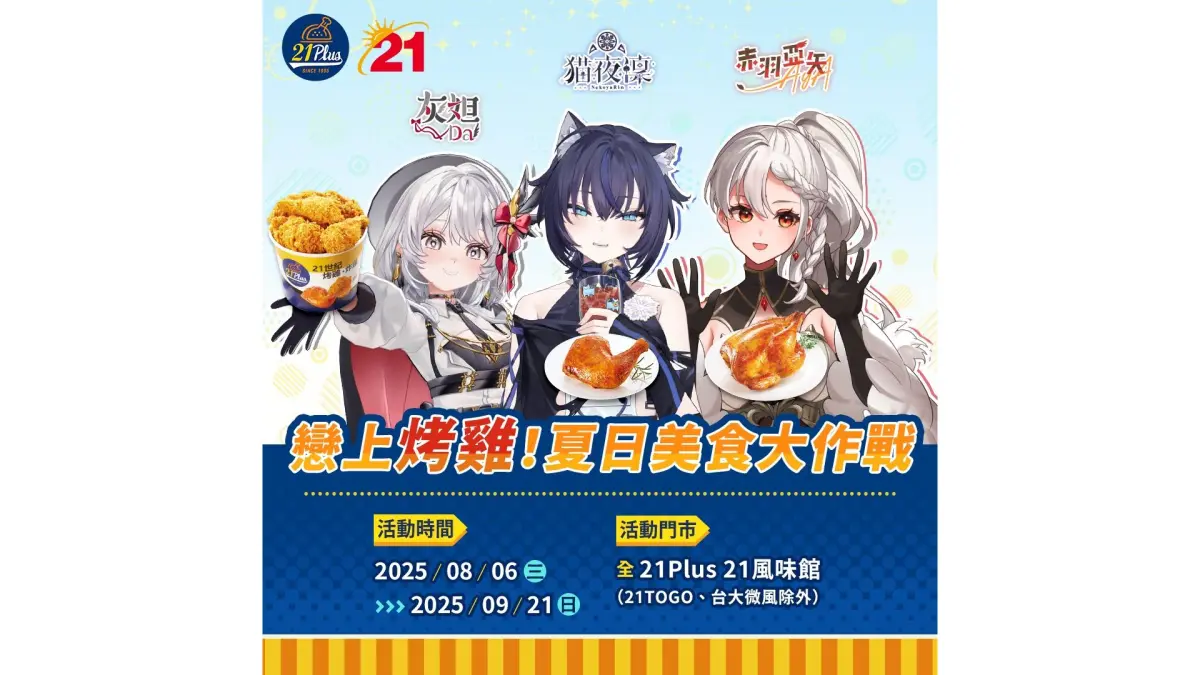 ▲《21Plus 21風味館》×《人氣VTuber》聯手！「戀上烤雞！夏日美食大作戰」熱烈開吃（圖／21Plus提供）