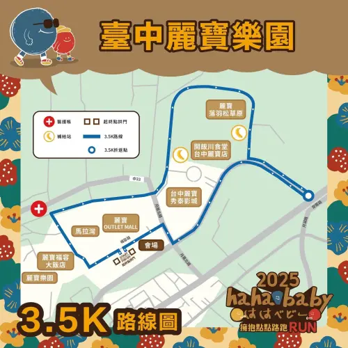 ▲第二屆hahababy路跑元氣滿分組3.5K路線圖。（圖／FB@Hahababy）
