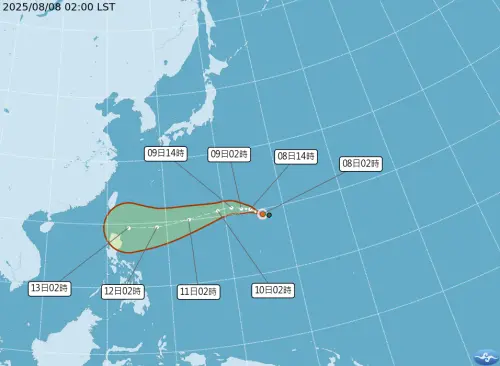 ▲原本位於關島北方海面的熱帶性低氣壓，今（8）日凌晨2時發展為輕度颱風「楊柳」。（圖／中央氣象署cwa.gov.tw）